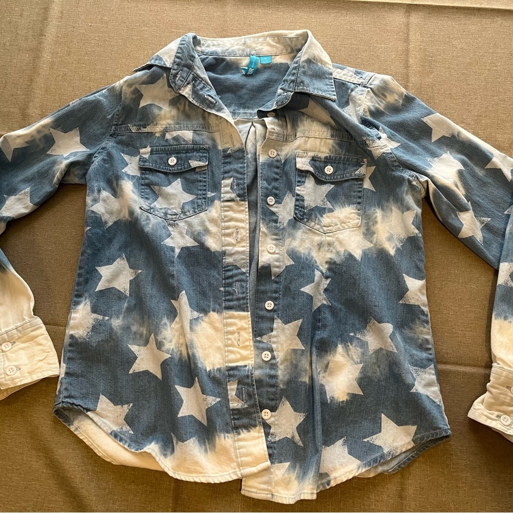 LAMOUR Nanette Lepore patriotic acid wash jean jacket